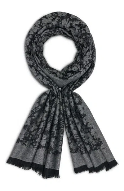 Karl Lagerfeld Paris Metallic Daisy Evening Wrap Scarf In Black