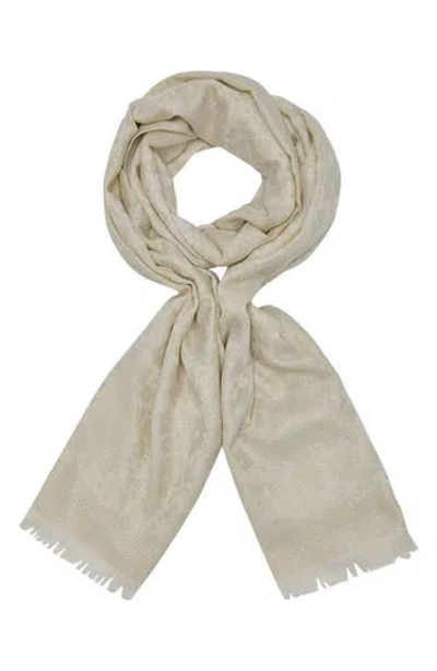 Karl Lagerfeld Paris Metallic Daisy Evening Wrap Scarf In White