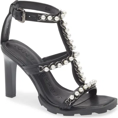 Karl Lagerfeld Paris Midge T-strap Sandal In Black