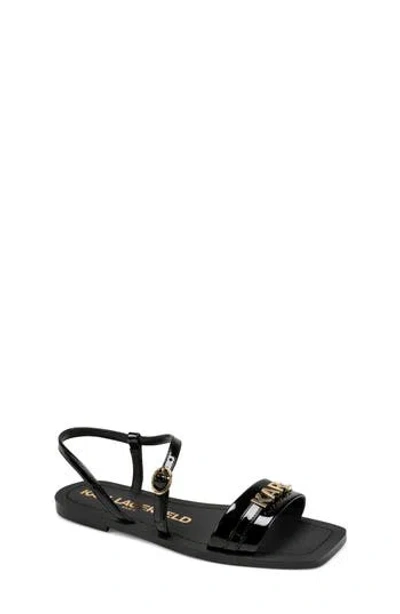 Karl Lagerfeld Paris Miram Flat Strappy Sandal In Black