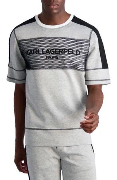 Karl Lagerfeld Paris Mixed Media Logo T-shirt In Grey/black