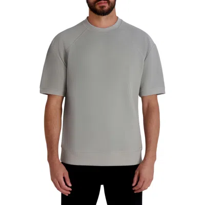 Karl Lagerfeld Oubboo Mock Neck Waffle Knit T-shirt In Gray