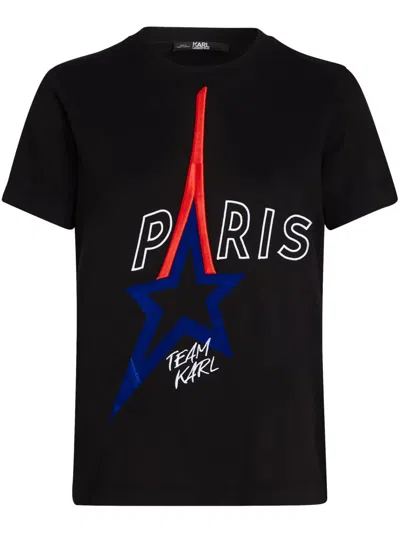 Karl Lagerfeld Paris Organic-cotton T-shirt In 黑色
