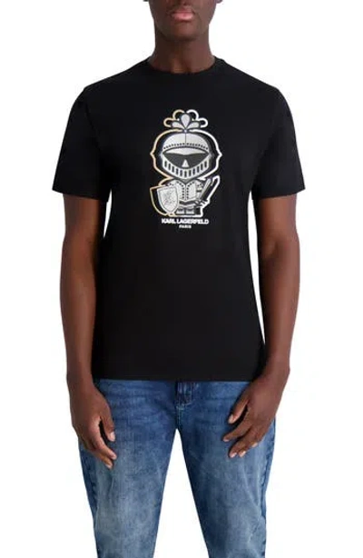 Karl Lagerfeld Paris Outline Karl Amour Cotton Graphic T-shirt In Black