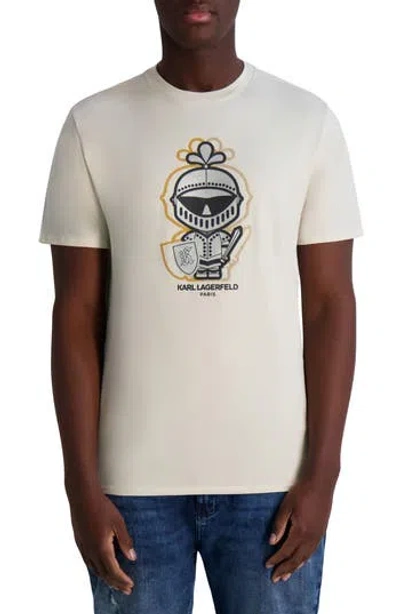 Karl Lagerfeld Paris Outline Karl Amour Cotton Graphic T-shirt In Natural