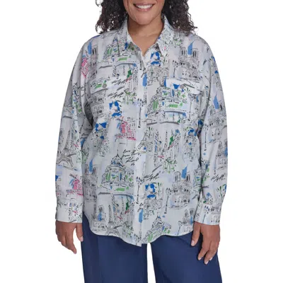 Karl Lagerfeld Paris Oversize Printed Button-up Shirt In Multi