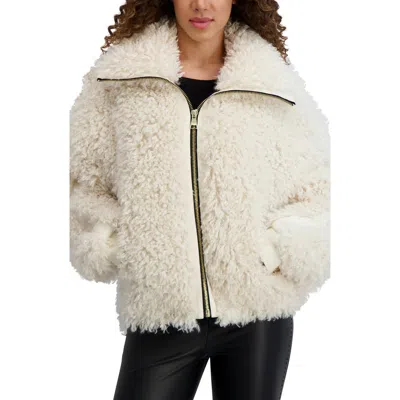Karl Lagerfeld Paris Oversize Shaggy Faux Fur Jacket In White