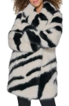 Karl Lagerfeld Paris Oversize Zebra Print Faux Fur Jacket In Multi
