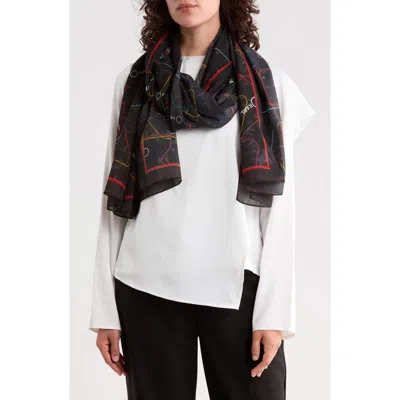 Karl Lagerfeld Paris Paris Map Chiffon Scarf In Black