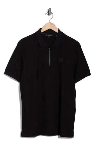 Karl Lagerfeld Paris Performance Quarter Zip Polo In Black