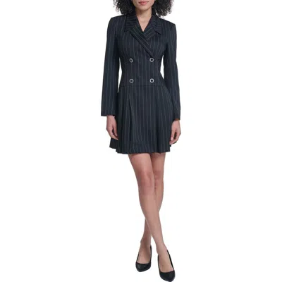 Karl Lagerfeld Paris Pinstripe Long Sleeve Blazer Minidress In Blue