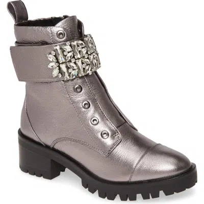 Karl Lagerfeld Paris Pippa Crystal Embellished Platform Boot In Silver