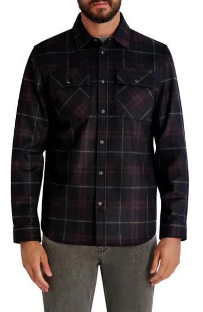 Karl Lagerfeld Paris Plaid Ponte Snap-up Shirt In Black
