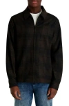 Karl Lagerfeld Paris Plaid Zip Front Shirt Jacket In Brown
