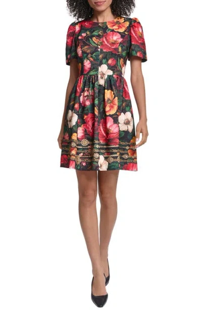 Karl Lagerfeld Paris Print Jacquard Fit & Flare Dress In Multi