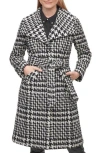 Karl Lagerfeld Paris Puff Sleeve Belted Coat In Multi