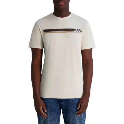 Karl Lagerfeld Paris Race Stripe Graphic T-shirt In Natural