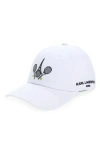 Karl Lagerfeld Paris Racquet Baseball Cap In White