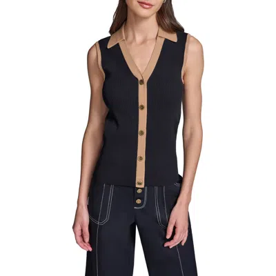 Karl Lagerfeld Paris Rib Sweater Vest In Multi