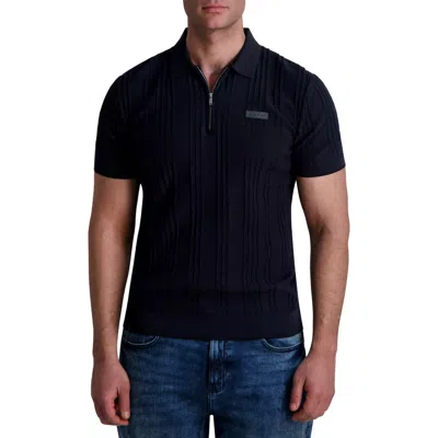 Karl Lagerfeld Paris Rib Zip Polo In Black