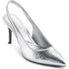 Shop Karl Lagerfeld Paris Rosalyn Slingback Pointed Toe Pump In Silver