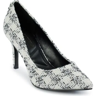 Karl Lagerfeld Paris Royale Pointed Toe Pump In White/black
