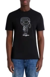 Karl Lagerfeld Paris Rubberized Karl Cotton Graphic T-shirt In Black/navy
