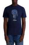 Karl Lagerfeld Paris Rubberized Karl Cotton Graphic T-shirt In Navy
