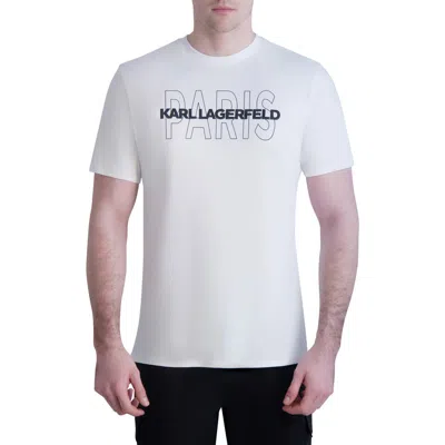 Karl Lagerfeld Paris Rubberized Logo Cotton Graphic Tee In White
