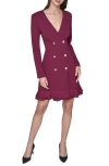 Karl Lagerfeld Paris Ruffle Hem Scuba Crepe Dress In Burgundy