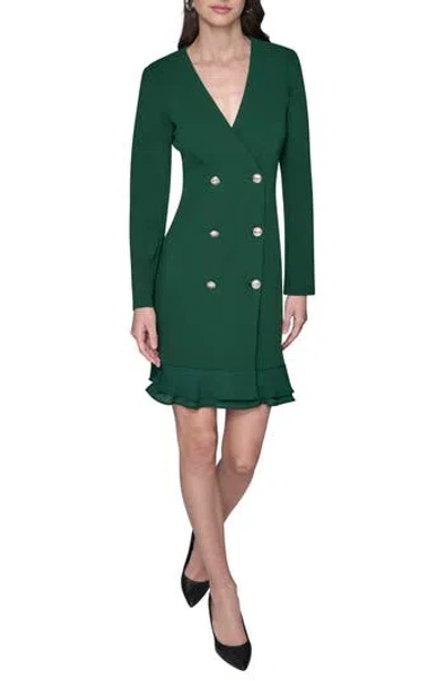Karl Lagerfeld Paris Ruffle Hem Scuba Crepe Dress In Green