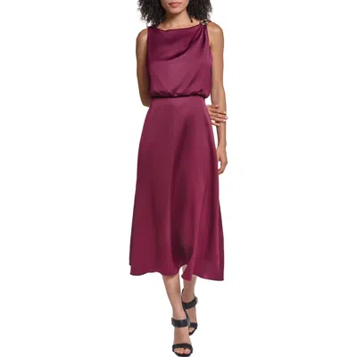Karl Lagerfeld Paris Satin Face Crepe Midi Dress In Purple