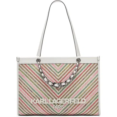 Karl Lagerfeld Paris Savoie Chevron Raffia Tote In Purple