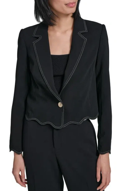 Karl Lagerfeld Paris Scallop Hem Crop Jacket In Black