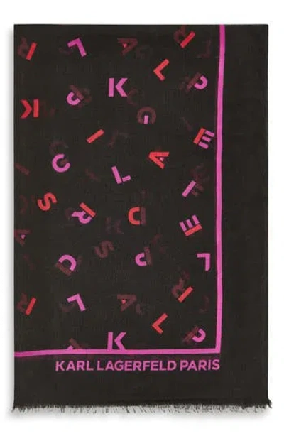 Karl Lagerfeld Paris Scattered Letters Scarf In Brown