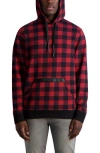 Karl Lagerfeld Script Logo Buffalo Check Cotton Hoodie In Red/black