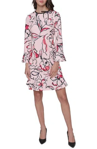Karl Lagerfeld Paris Scuba Crepe A-line Dress In Pink