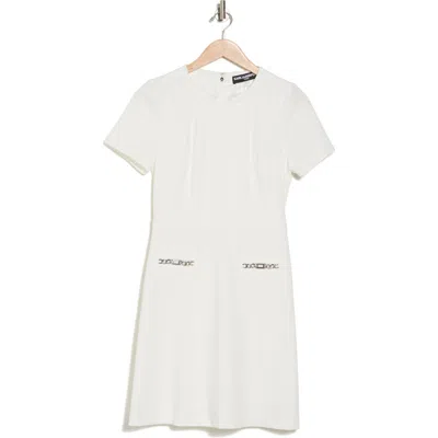 Karl Lagerfeld Paris Scuba Crepe Sheath Dress In Soft White