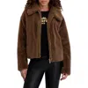 Karl Lagerfeld Paris Grooved Collar Zip Front In Brown