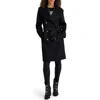 Karl Lagerfeld Paris Shawl Collar Wool Blend Coat In Black