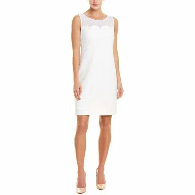 Karl Lagerfeld Paris Shift Illusion Faux Pearl Button Dress In White