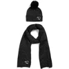 Karl Lagerfeld Paris Shimmer Pompom Beanie & Scarf Set In Black