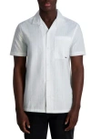 Karl Lagerfeld Paris Short Sleeve Cotton Button-up Shirt