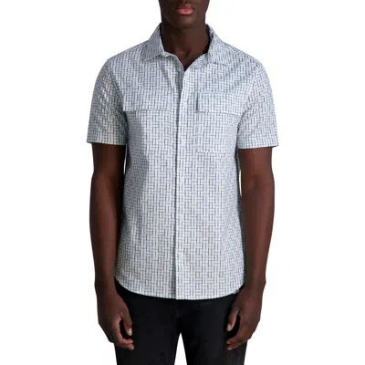 Karl Lagerfeld Paris Short Sleeve Cotton Button-up Shirt In Multi