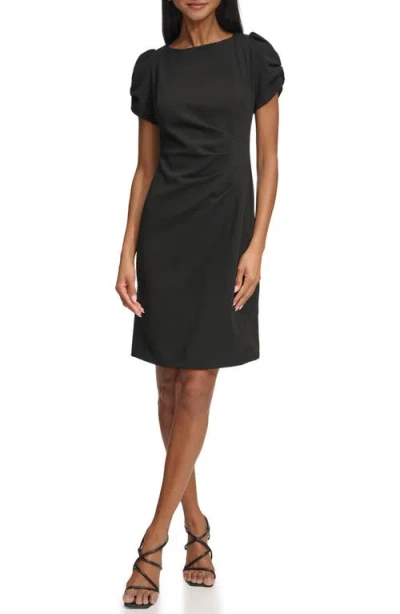 Karl Lagerfeld Paris Short Sleeve Crepe Sheath Dress In Black