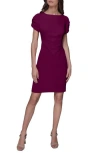Karl Lagerfeld Paris Short Sleeve Crepe Sheath Dress In Burgundy