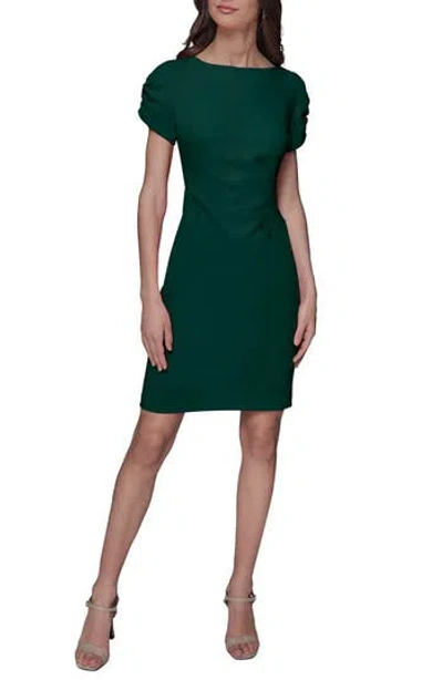 Karl Lagerfeld Paris Short Sleeve Crepe Sheath Dress In Green