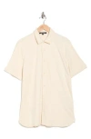 Karl Lagerfeld Paris Short Sleeve Knit Button-up Shirt In Gray