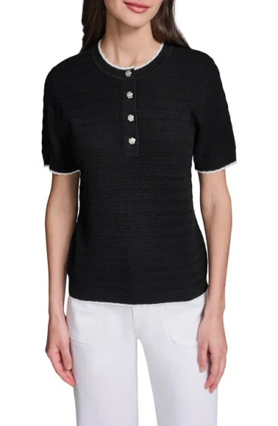 Karl Lagerfeld Paris Short Sleeve Sweater In Black