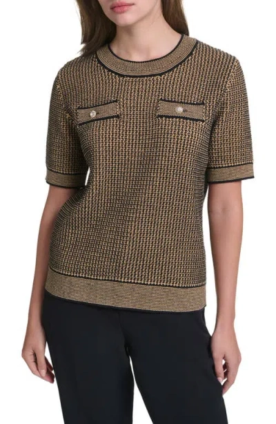 Karl Lagerfeld Paris Short Sleeve Sweater In Black